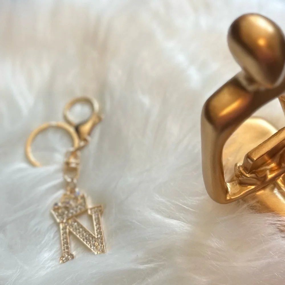 3/$25 Rhinestone Letter Charm Keychain. “N” - Picture 6 of 6